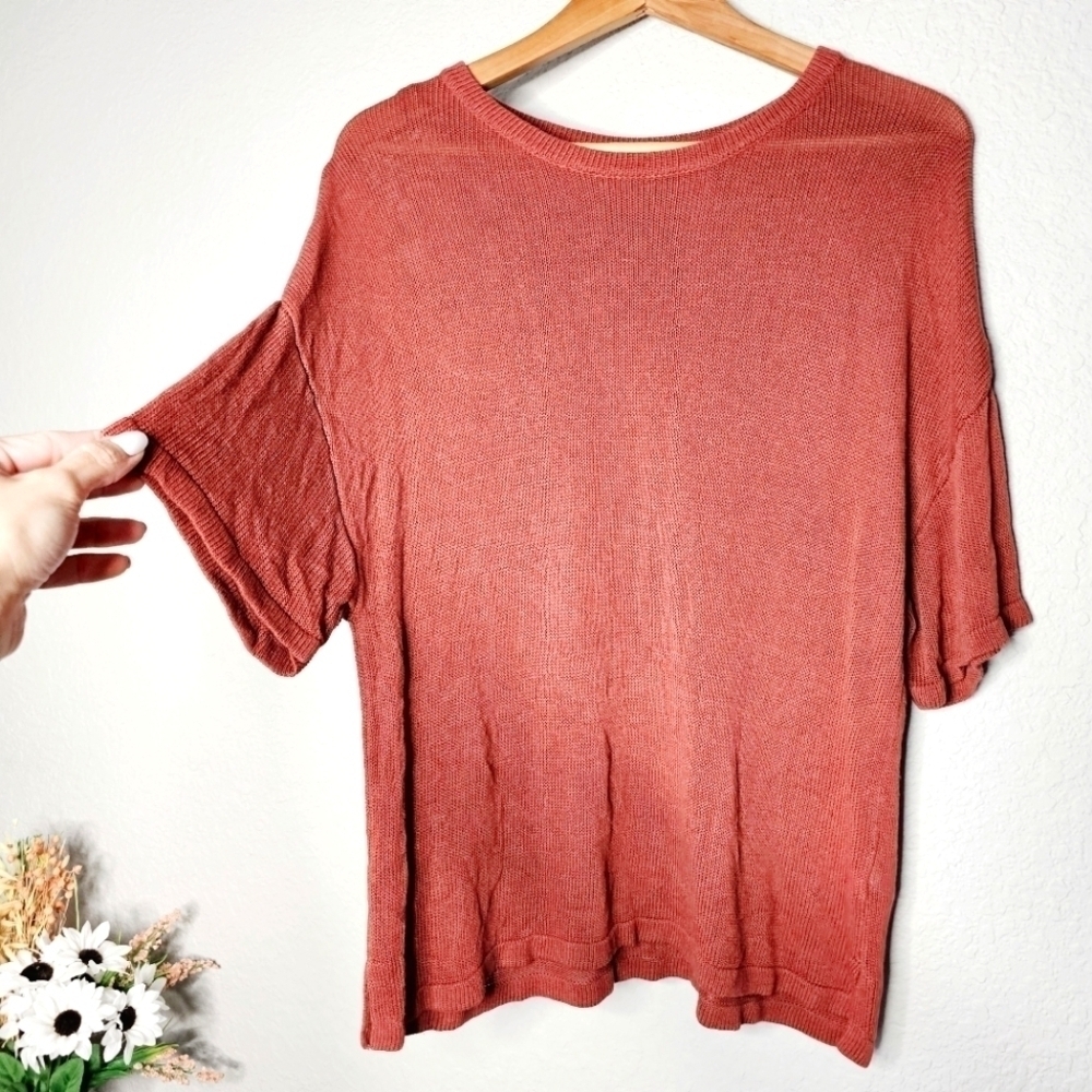 Wishlist Drop Shoulder Open Knit Short Sleeve Top Size M/L